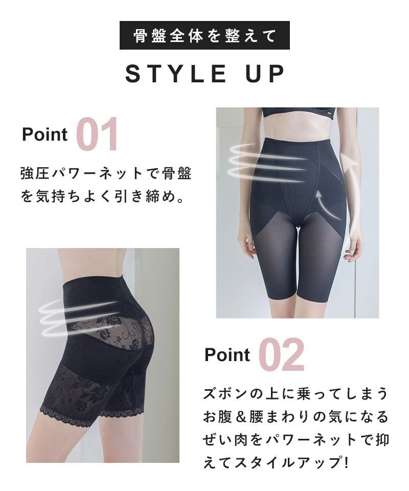 -5kg見え 総レース骨盤ガードル 【ミドル丈/ロング丈】