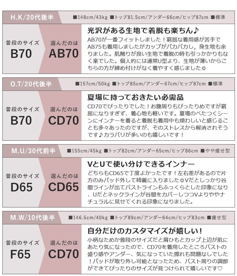 【一部再入荷】接触冷感ブラトップ 深V型/U型/汗取りパッド付き 選べる3タイプ《BRAmone Basic Volume+》