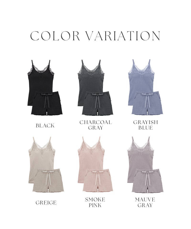 リブレースブラトップ＆ショートパンツセット《BRAmone Basic Natural》