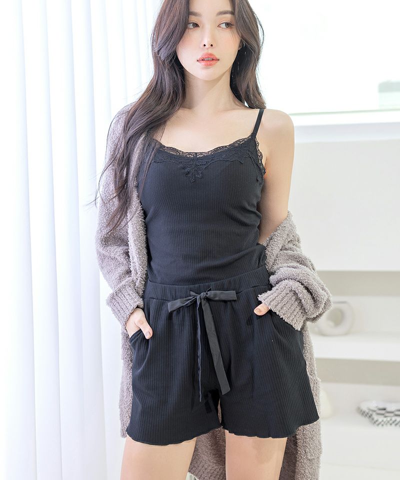 リブレースブラトップ＆ショートパンツセット《BRAmone Basic Natural》
