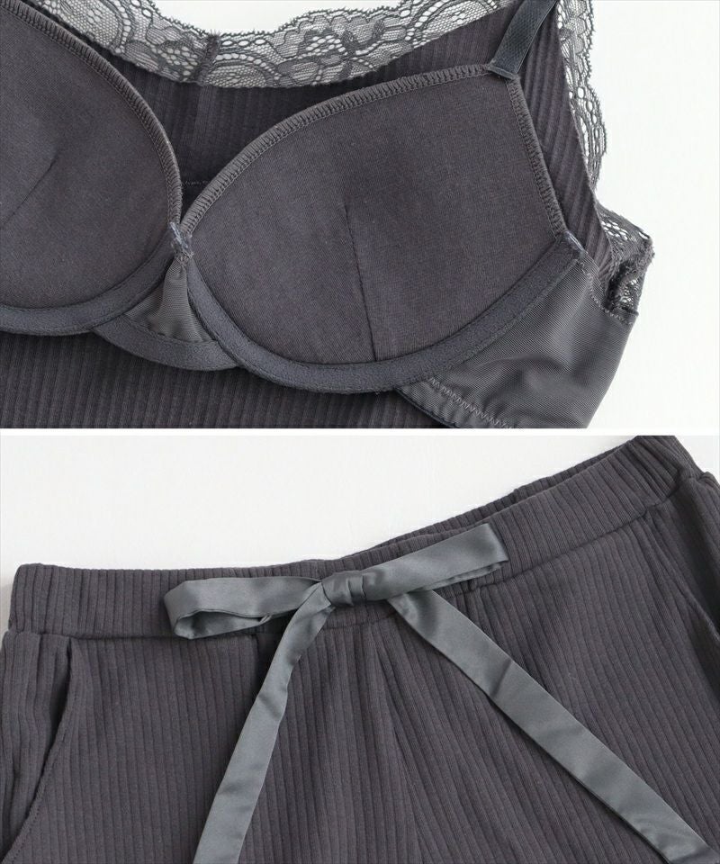 リブレースブラトップ＆ショートパンツセット《BRAmone Basic Natural》