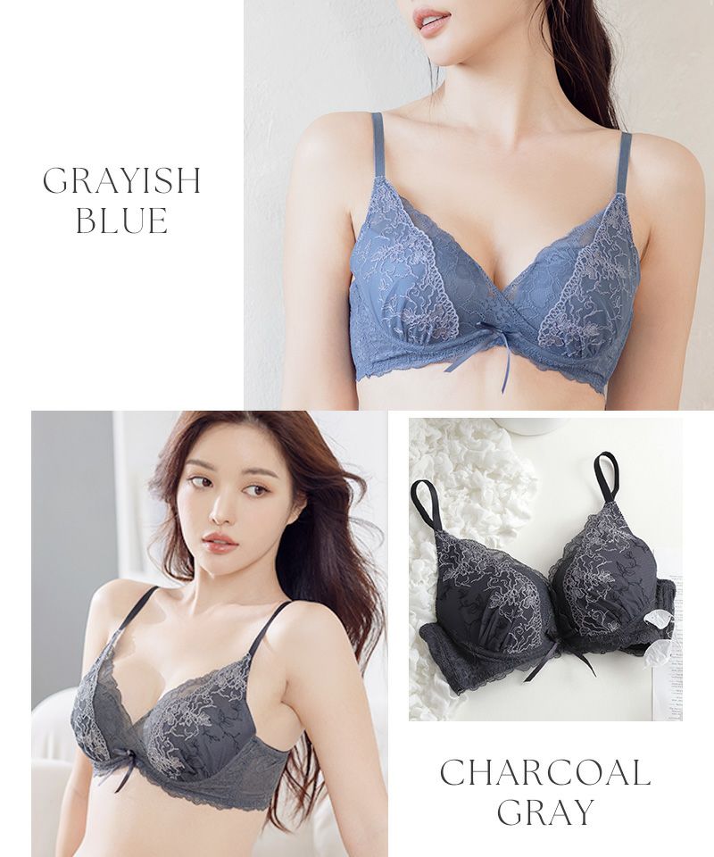 Leene フルールシャワーカシュクールブラ【ブラ単品】 / 痛くない脇高谷間ブラ