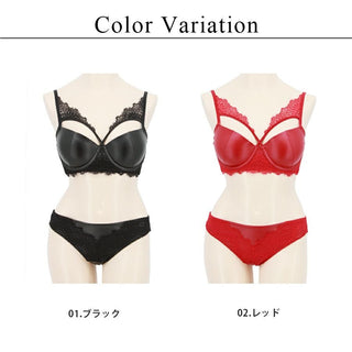レザーライクプリュームブラ＆ショーツ
