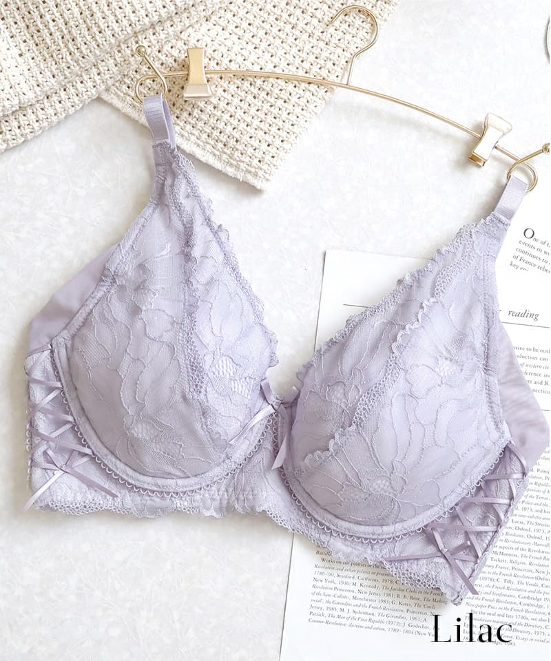 胸を小さく見せる着痩せブラ～スリムシルエットブラ～ピオニーレース【ブラ単品】