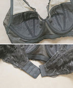 胸を小さく見せる着痩せブラ～スリムシルエットブラ～ピオニーレースブラ&ショーツセット