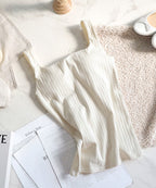 【SALE限定20％OFF】カップ付きリブタンクトップ スクエアネック型《BRAmone Basic Natural》