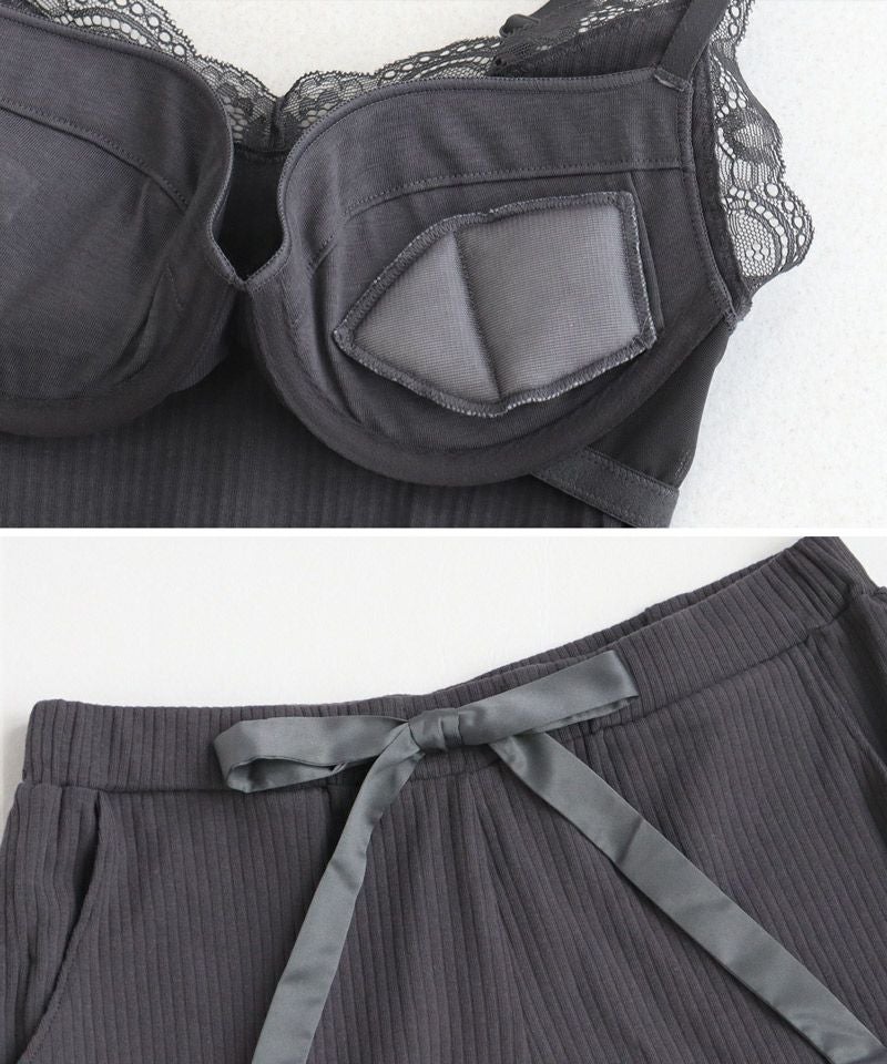 リブレースブラトップ&ショートパンツセット《BRAmone Basic Volume+》