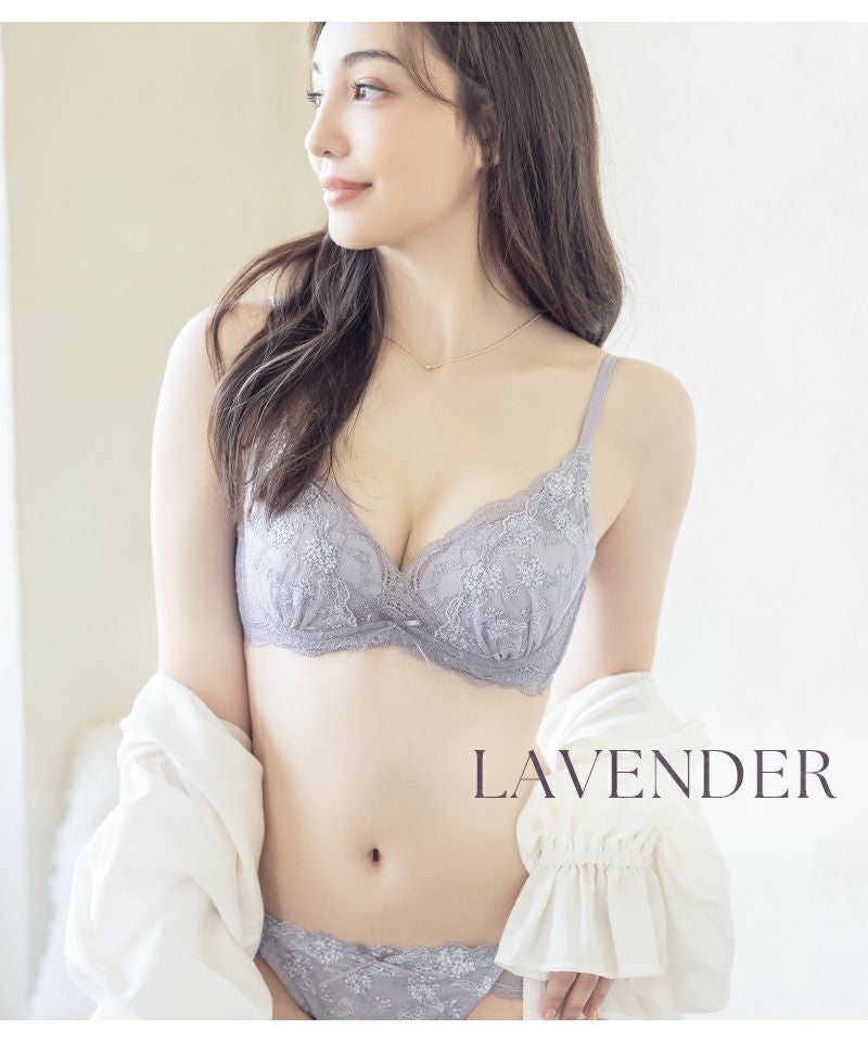 Leene コデマリレースカシュクールブラ&ショーツセット / 痛くない脇高谷間ブラ