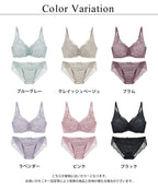 Leene コデマリレースカシュクールブラ&ショーツセット / 痛くない脇高谷間ブラ
