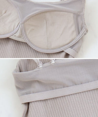 リブブラトップ 浅V型 3WAYストラップ《BRAmone Basic Natural》