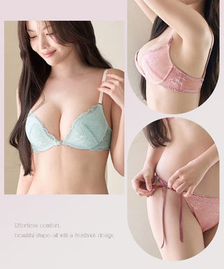 【一部カラー20％OFF】ピオニーレースフロントホックブラ&ショーツ