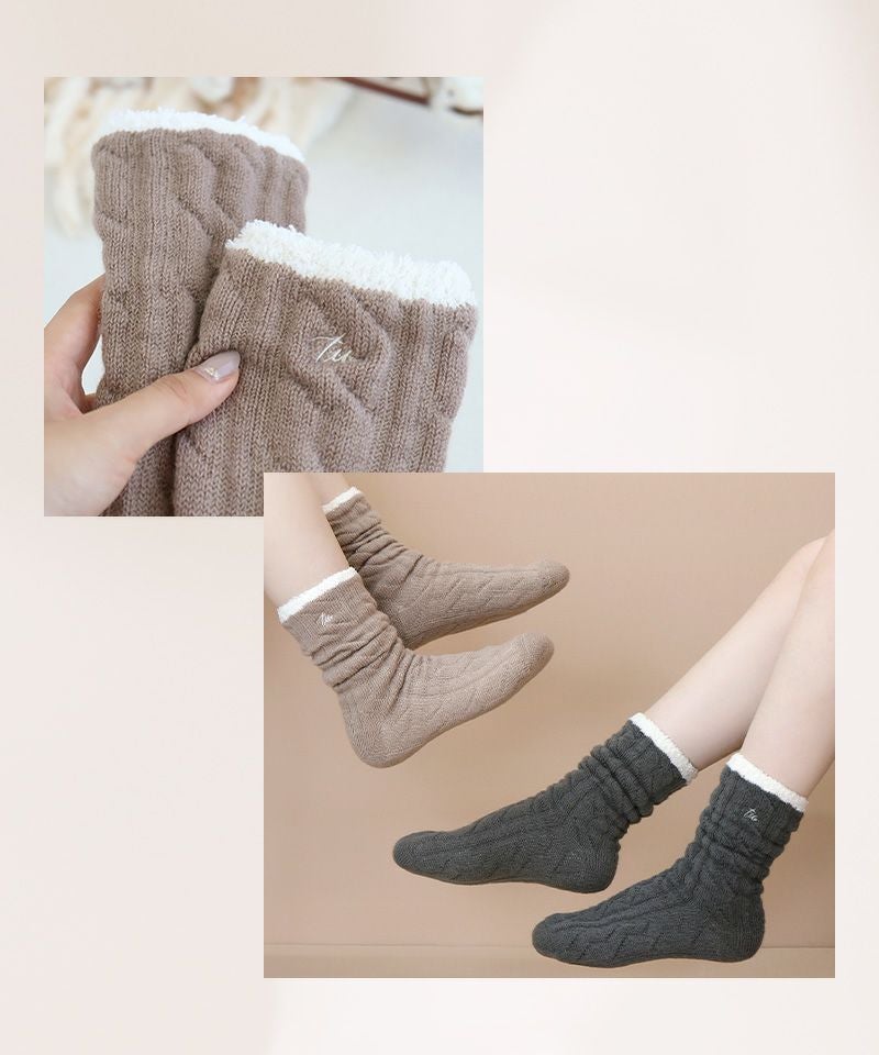 もこもこ二重編みソックス 単品/2足セット