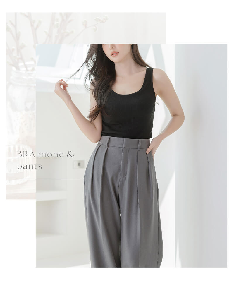 カップ付きリブタンクトップ《BRAmone Basic Volume+》