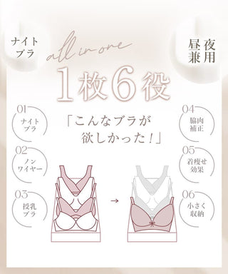 「24H使えるナイトブラ」チュールノンワイヤーブラ【ブラ単品】