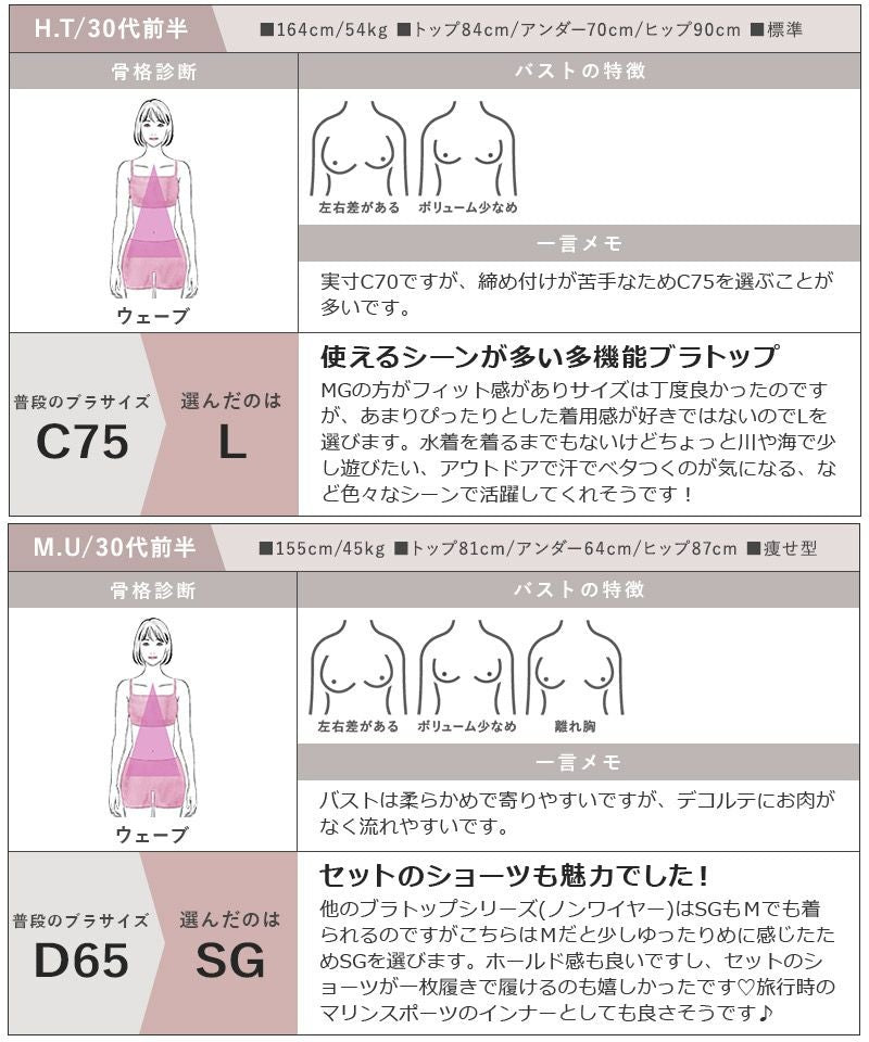 【再入荷】水陸両用ブラトップ胸元カバー型&ショートパンツセット《BRAmone Basic Natural》