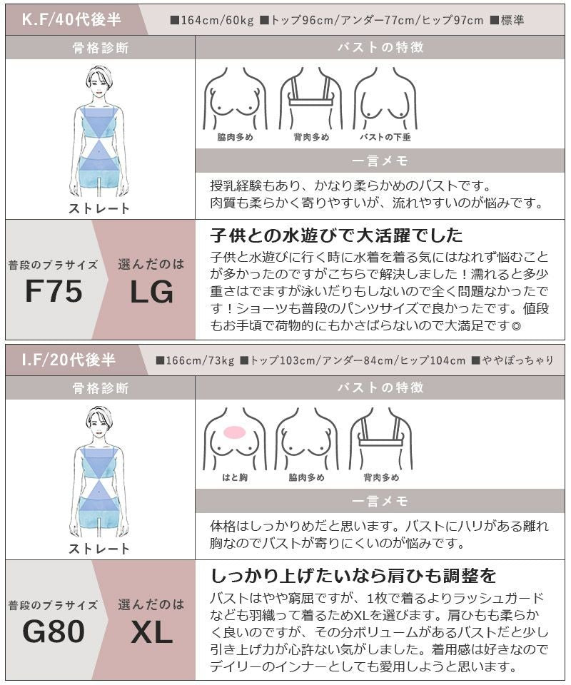 【再入荷】水陸両用ブラトップ胸元カバー型&ショートパンツセット《BRAmone Basic Natural》