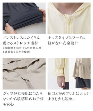 キッズ水陸両用UVカットジップパーカー＆ショートパンツ