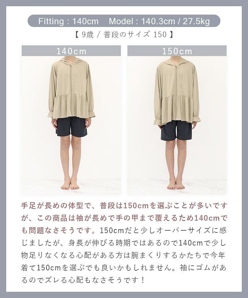 キッズ水陸両用UVカットジップパーカー＆ショートパンツ