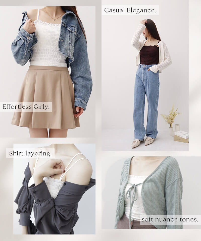 【今季限定カラー追加】3WAYシャーリングブラトップ《BRAmone Fashion Glamorous》