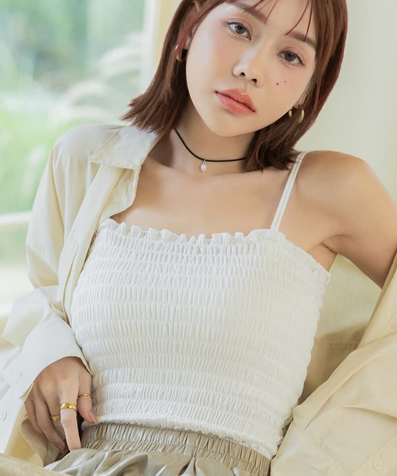 【今季限定カラー追加】3WAYシャーリングブラトップ《BRAmone Fashion Glamorous》
