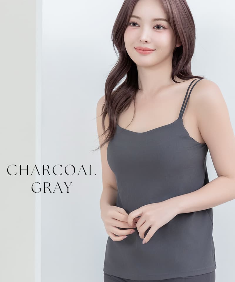 接触冷感リブブラトップ 浅V型《BRAmone Basic Natural》