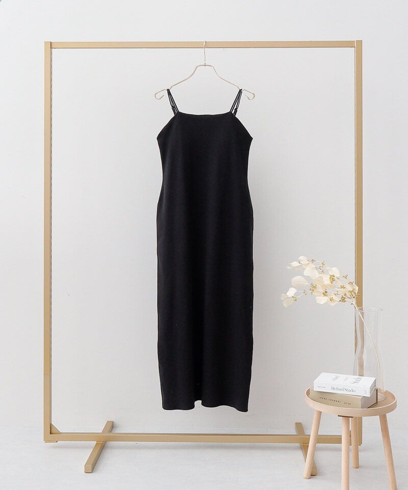 カップ付きリブワンピースプレーン/アシメタイプ【ミドル/ロング丈】《BRAmone Fashion Easy》