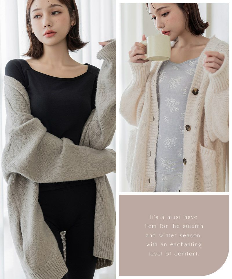 《Urun》潤い仕立てのモイストインナー長袖トップス&パンツセット【腹巻ショーツ/レギンス】