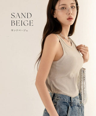 カップ付きアメリカンスリーブリブタンクトップ《BRAmone Fashion Easy》
