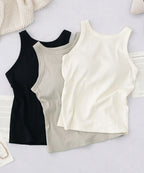 カップ付きアメリカンスリーブリブタンクトップ《BRAmone Fashion Easy》