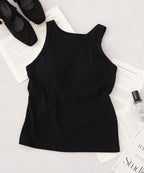 カップ付きアメリカンスリーブリブタンクトップ《BRAmone Fashion Easy》