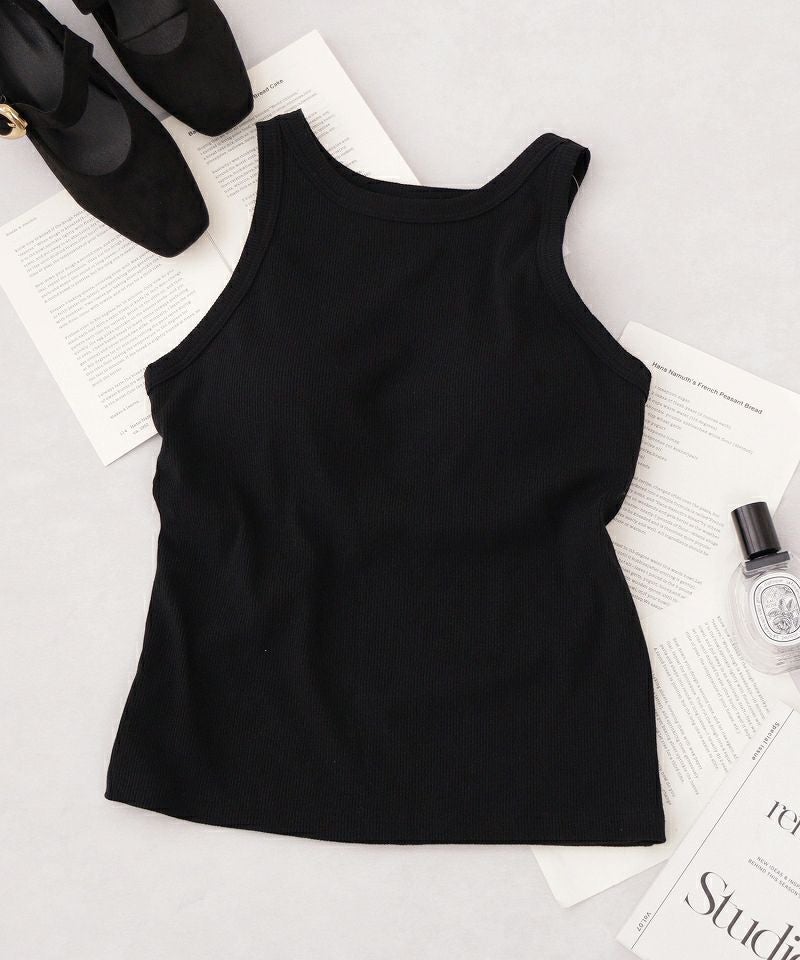 カップ付きアメリカンスリーブリブタンクトップ《BRAmone Fashion Easy》