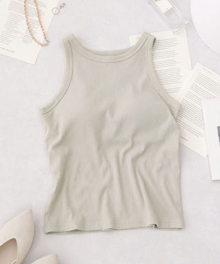 カップ付きアメリカンスリーブリブタンクトップ《BRAmone Fashion Easy》