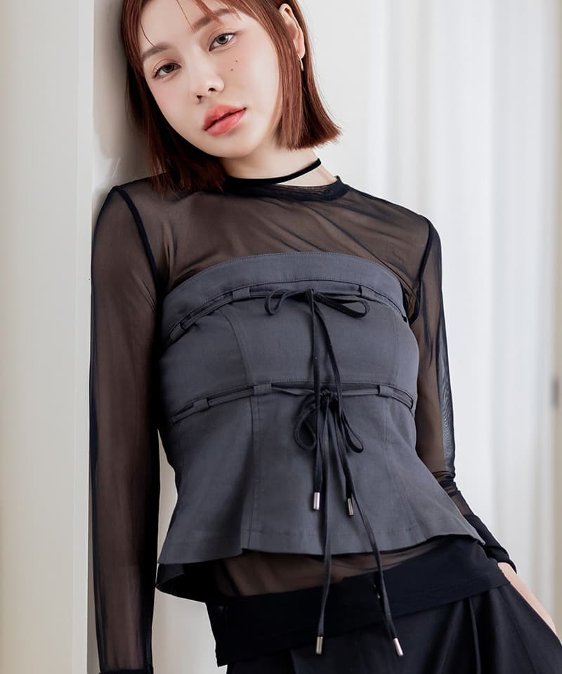 カップ付きツインリボンビスチェ《BRAmone Fashion Easy》
