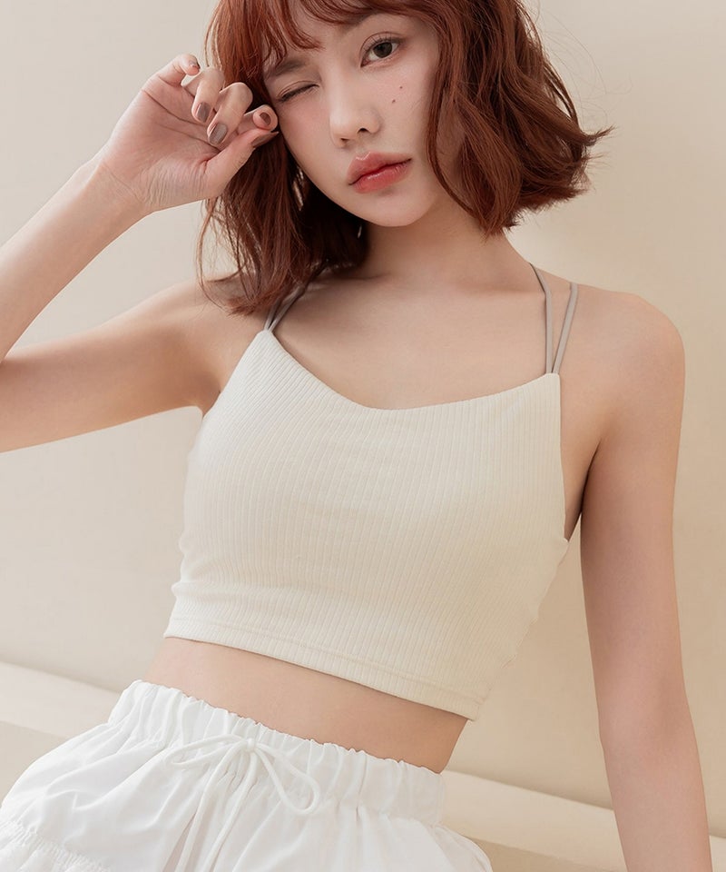 リブクロップド丈3wayストラップ《BRAmone Basic Natural》