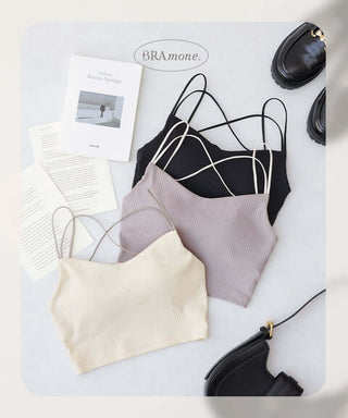 リブクロップド丈3wayストラップ《BRAmone Basic Natural》