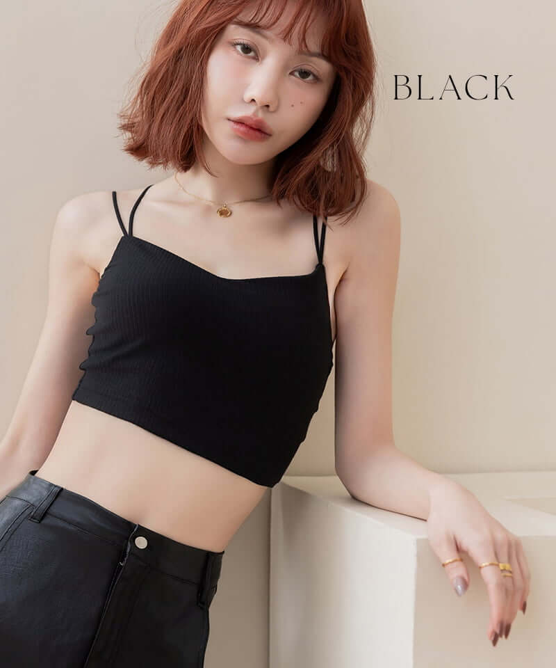 リブクロップド丈3wayストラップ《BRAmone Basic Natural》