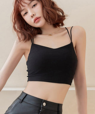 リブクロップド丈3wayストラップ《BRAmone Basic Natural》