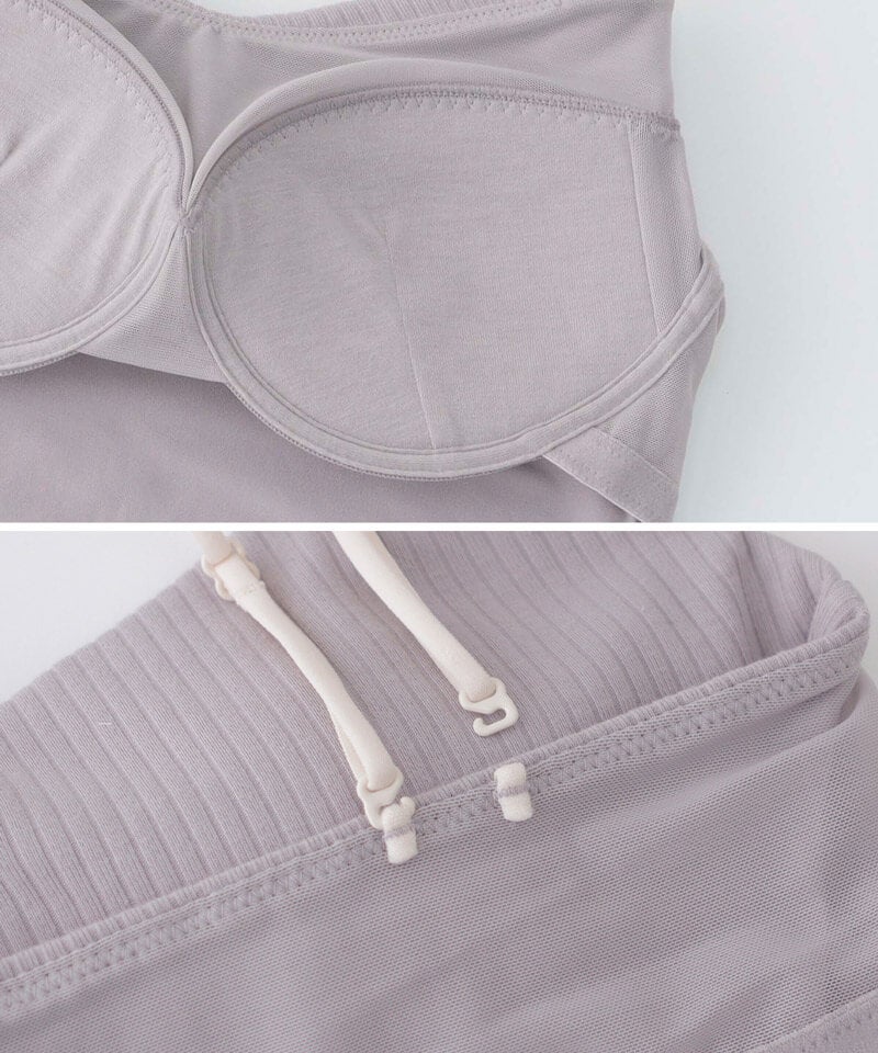 リブクロップド丈3wayストラップ《BRAmone Basic Natural》