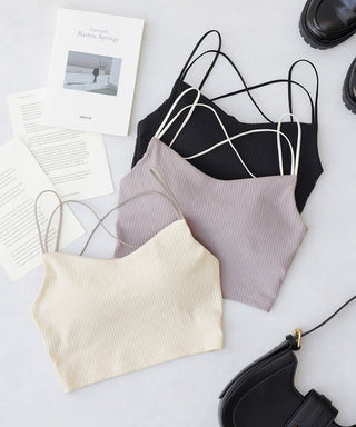 リブクロップド丈3wayストラップ《BRAmone Basic Natural》