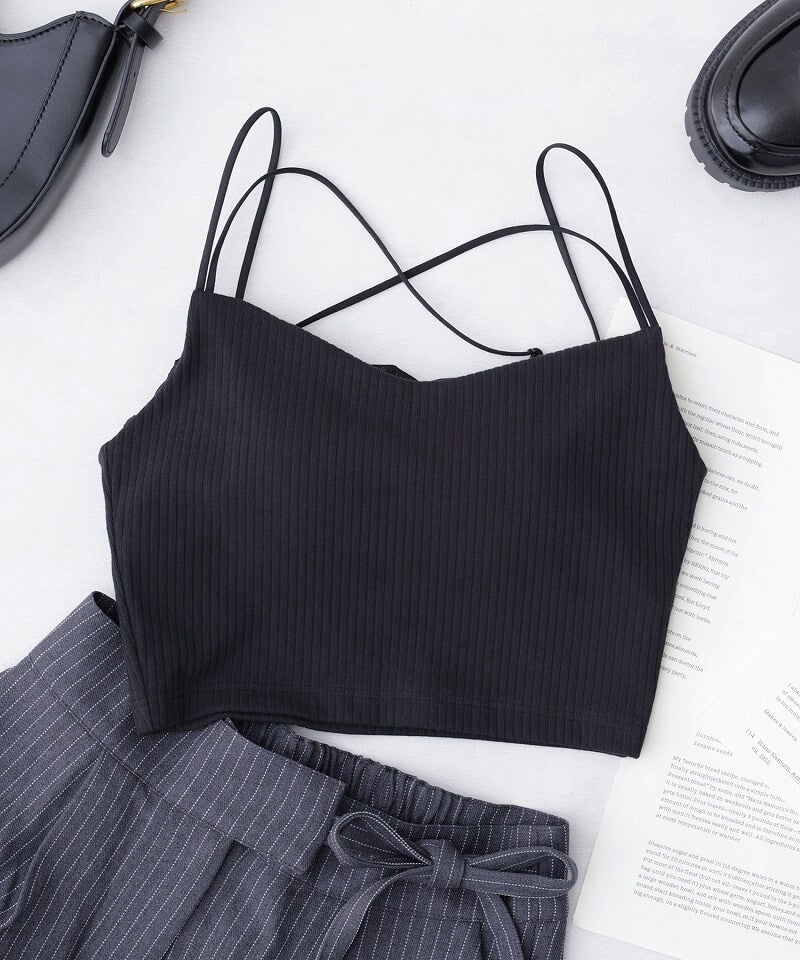 リブクロップド丈3wayストラップ《BRAmone Basic Natural》