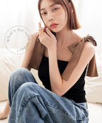 肩リボンカップ付きトップス《BRAmone Fashion Glamorous》