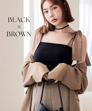 肩リボンカップ付きトップス《BRAmone Fashion Glamorous》