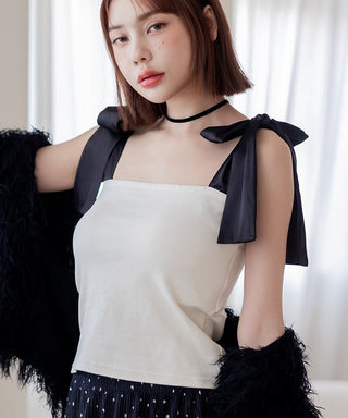 肩リボンカップ付きトップス《BRAmone Fashion Glamorous》