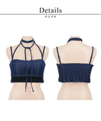 チョーカー付きデニムハーフトップ《BRAmone Fashion Glamorous》