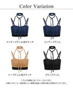 チョーカー付きデニムハーフトップ《BRAmone Fashion Glamorous》