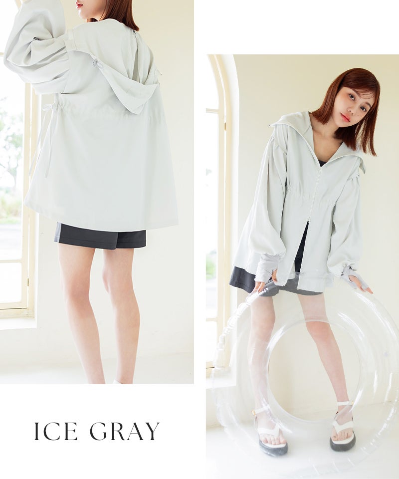 【再入荷】水陸両用UVカットパーカー ウエストギャザータイプ