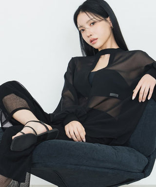 接触冷感シアーブラウス