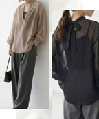 接触冷感シアーブラウス