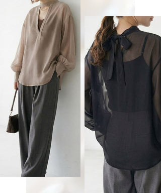 接触冷感シアーブラウス