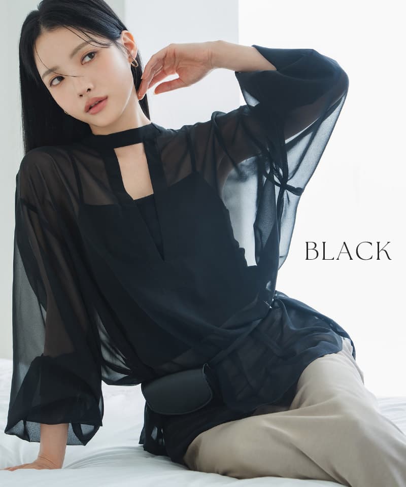 接触冷感シアーブラウス